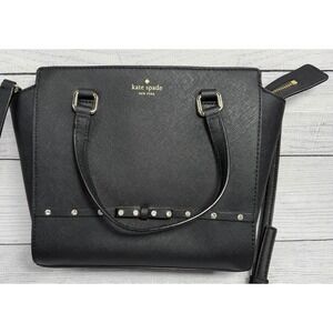 Kate Spade Satchel Crossbody Black Leather Bow Detail Purse Handbag